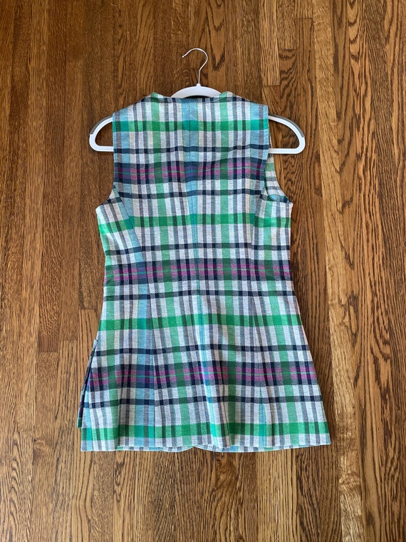 70’s plaid green and blue tunic vest - image 2