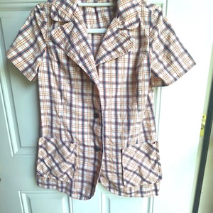 Vintage 1970’s short sleeve plaid blazer