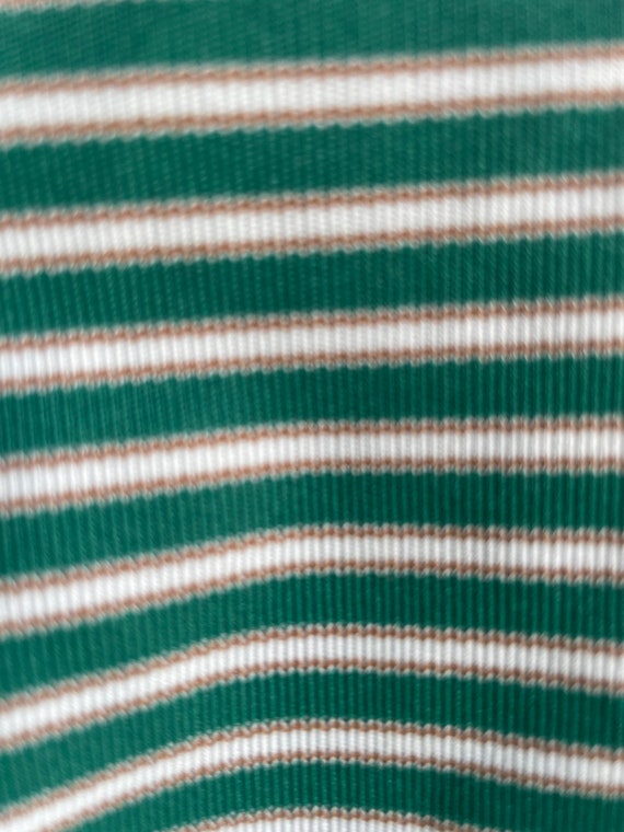 Vintage 1970’s green,tan and white striped tank t… - image 2