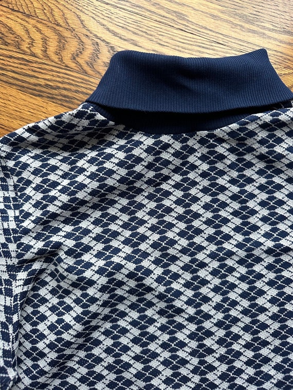 Vintage navy blue diamond patterned turtleneck si… - image 6