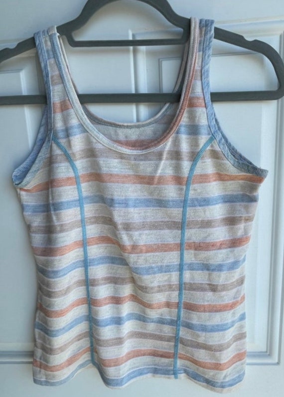 Vintage 1970’s blue, white and Orange striped wome
