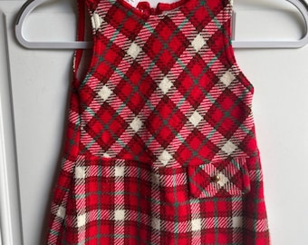 Vintage 1970’s red plaid jumper girls size