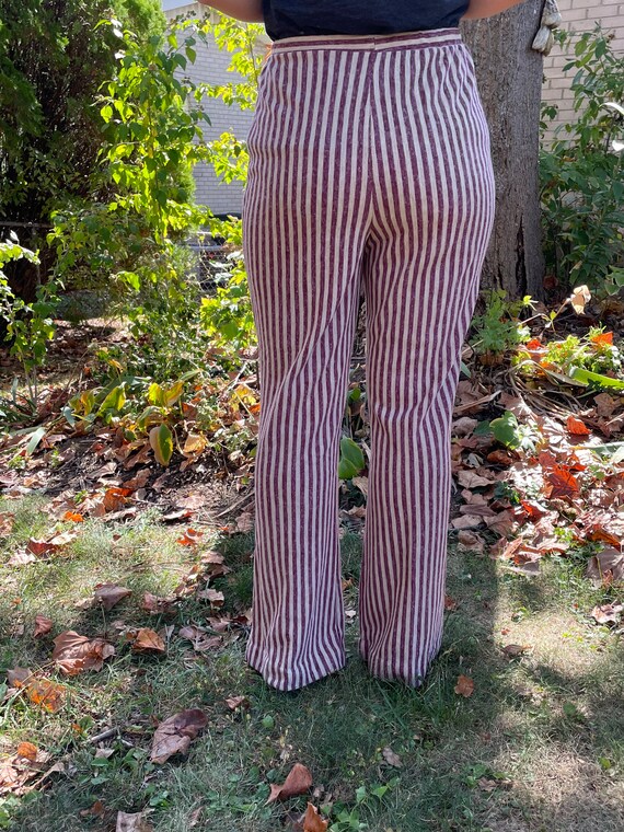 Burgundy & tan striped bellbottom vintage 1970’s … - image 2