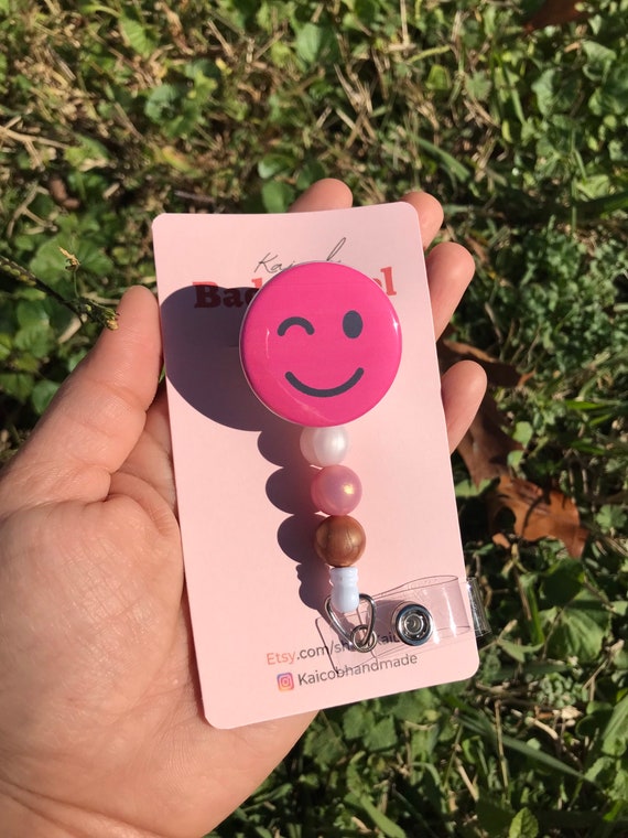 Pink Smiley Badge Reel/ Cute Nurse Badge Reel/id Badge Reel