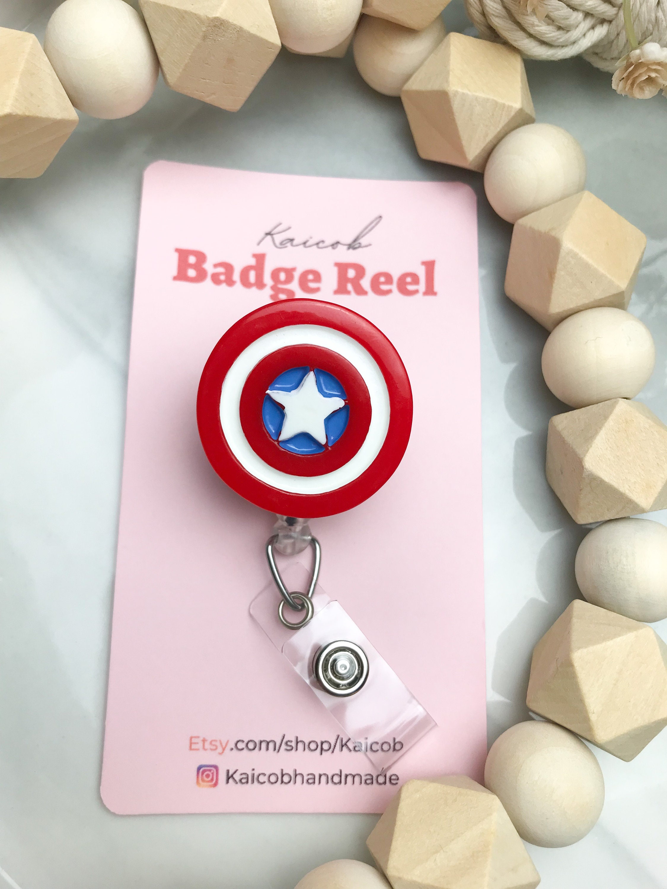 Captain America Badge Reel/ Pediatric Nurse Badge Reel/gift for Him  /healthcare Name Holder/id Holder/nursing Student/nurse Gift 