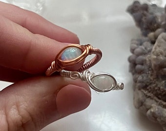 Wire Wrapped Opal Ring | Ethiopian Opal Gemstone | Size 7 Rings