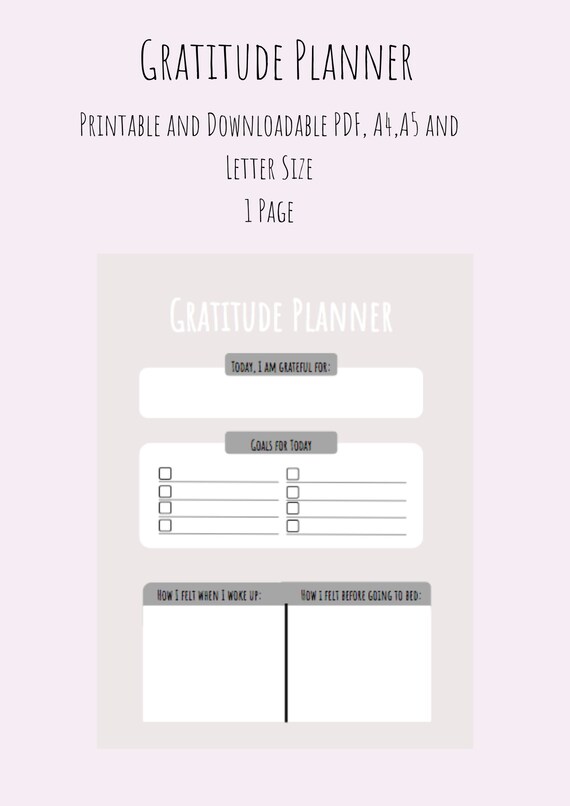 Gratitude Planner Instant Download Printable Letter PDF - Etsy