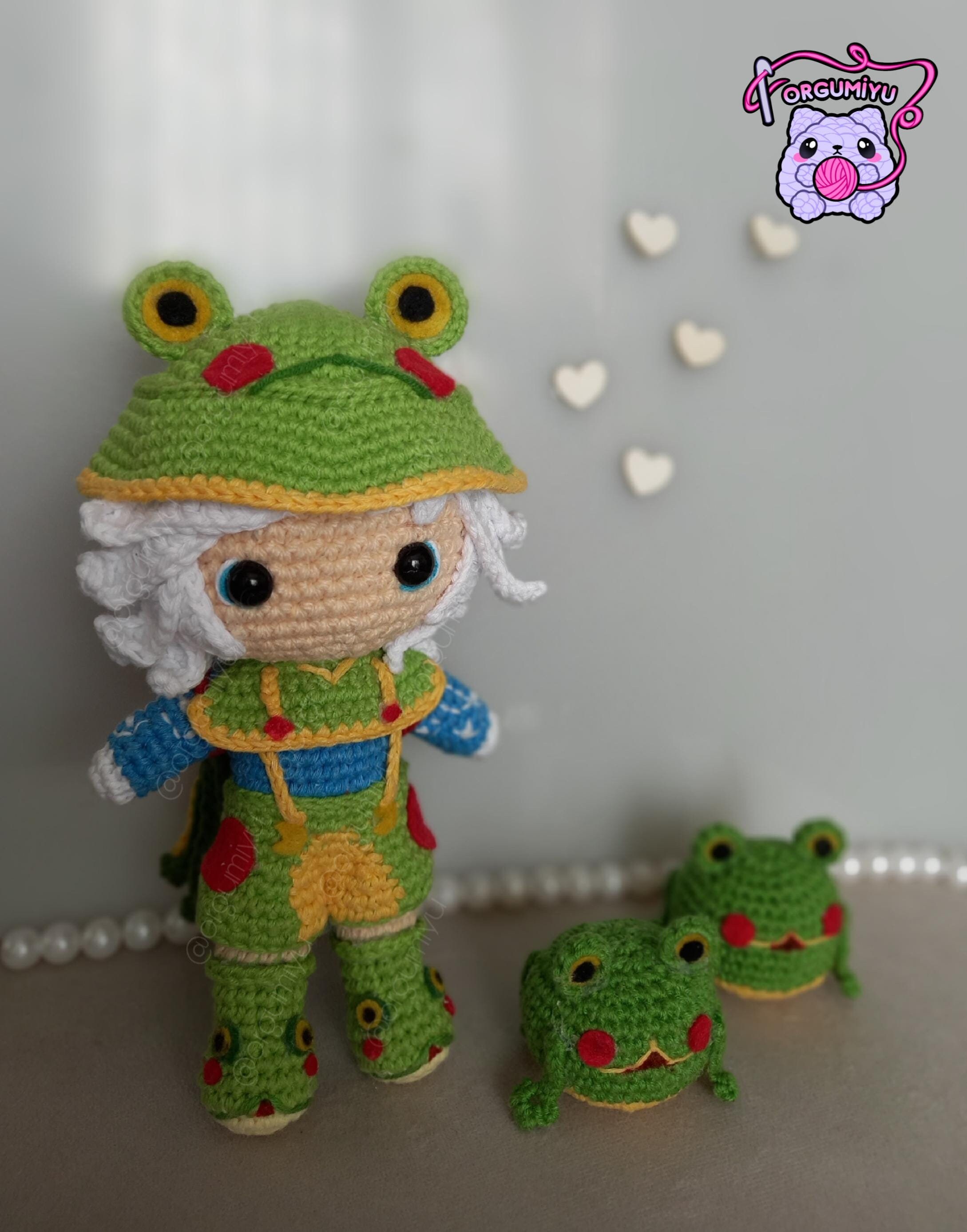 Milio Rain Shepherd League of Legends Crochet Figure, Milio Crochet Amigurumi, League of Legends Plushie, Frog, Plush, Rain Shepherd Skin