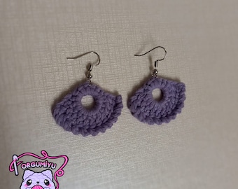 Crochet Fan Earrings: Handmade 100% Cotton Dangle Jewelry