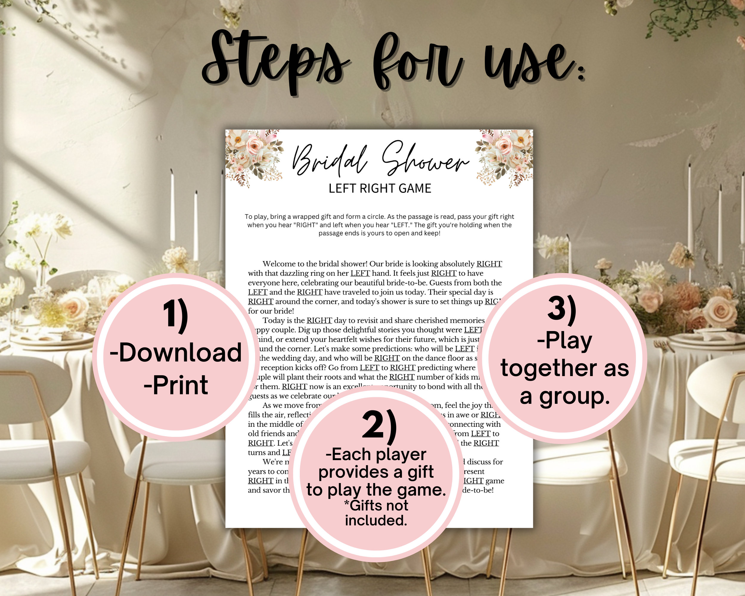 Bridal Shower Left Right Game Printable | Bridal Shower Pass the Gift Poem Game - Etsy
