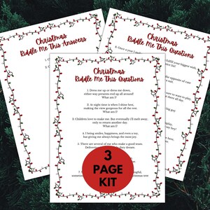 Christmas Riddles | Christmas Riddle Me This | Christmas Trivia Party Game for Families Printable