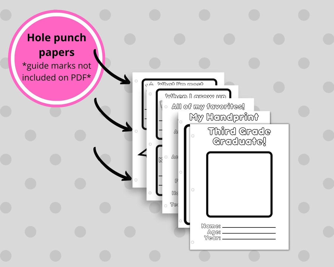 3rd Grade Graduate Book Printable Keepsake Pages Graduation Handprint ...