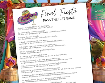 Final Fiesta Pass the Gift Game | Final Fiesta Bachelorette Party Game Printable | Bridal Shower Find the Guest Game