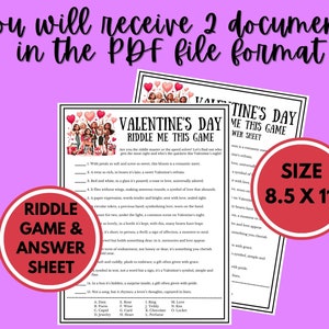 Valentine Riddle Me This Game Printable | Valentines Trivia Game ...