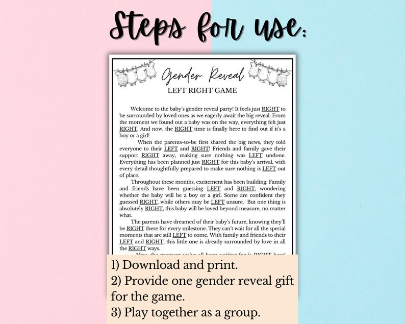Gender Reveal Games | Gender Reveal Ideas | Gender Reveal Left Right Game image 4