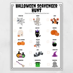 Halloween Scavenger Hunt, Halloween Activity, Fall Activity, Halloween Party Game, Kids Halloween Printable