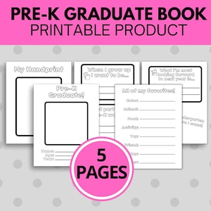 Pre-K Graduate Book Printable | Printable keepsake pages | Graduation Handprint | Graduation Favor | Homeschool Keepsake | Graduation cap