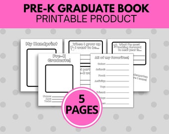 Pre-K Graduate Book Printable | Printable keepsake pages | Graduation Handprint | Graduation Favor | Homeschool Keepsake | Graduation cap