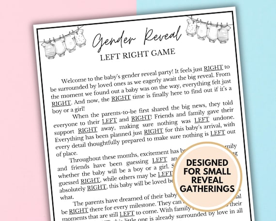 Gender Reveal Games | Gender Reveal Ideas | Gender Reveal Left Right Game