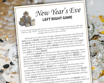 New Year’s Eve Left Right Game, Gift Passing Games, Right Left Game, New Years Eve Game, Pass The Prize, New Years Eve Party Printable