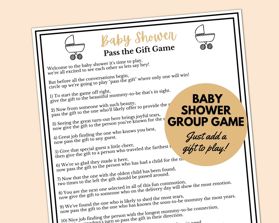 Baby Shower Pass the Gift Game Printable Baby Shower Find the Guest ...