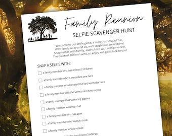 Family Reunion Selfie Scavenger Hunt | Family Reunion Games | Find the Guest Scavenger Hunt Game