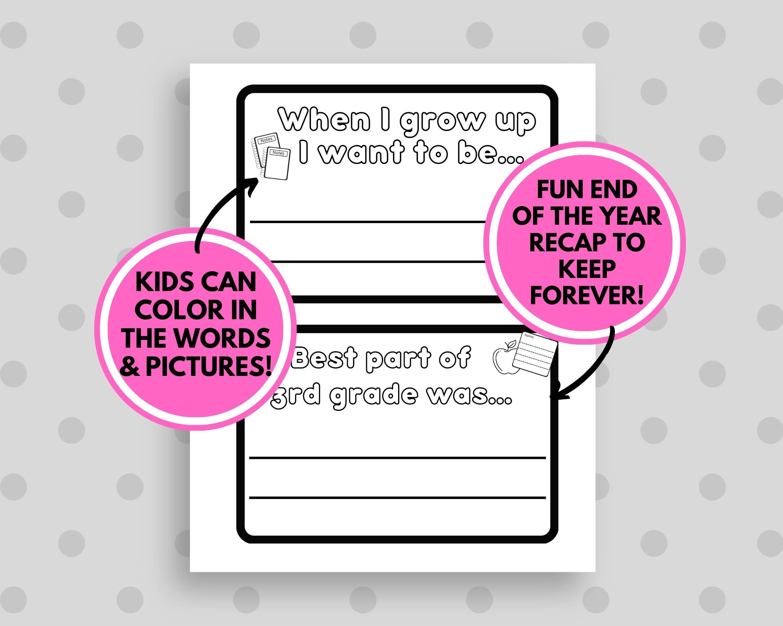 3rd Grade Graduate Book Printable Keepsake Pages Graduation Handprint ...