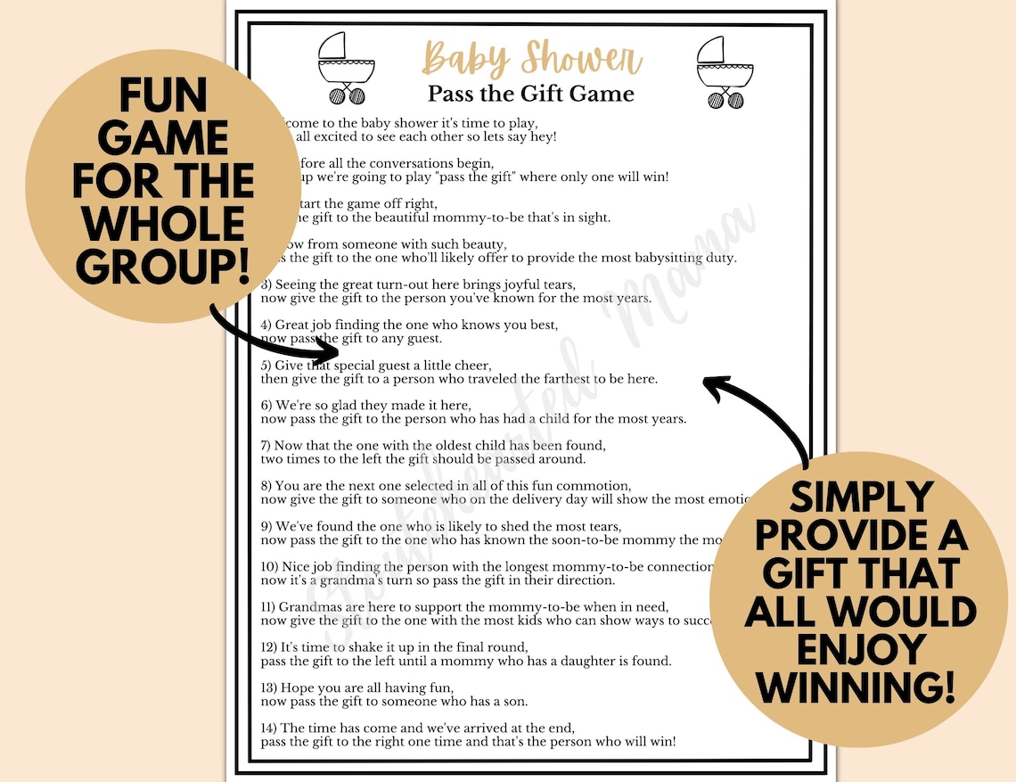 Baby Shower Pass the Gift Game Printable Baby Shower Find - Etsy