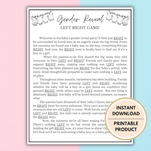 Gender Reveal Games | Gender Reveal Ideas | Gender Reveal Left Right Game image 3