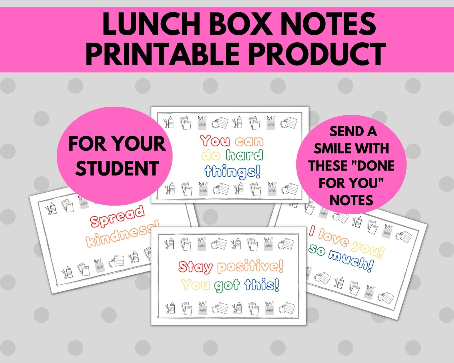 Lunch Box Notes for Kids Printable | Positive Affirmation Notes for ...