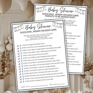 Guess Who Mommy or Daddy Baby Shower Game | Baby Shower Games | Guess Who Fun Baby Shower Trivia Game