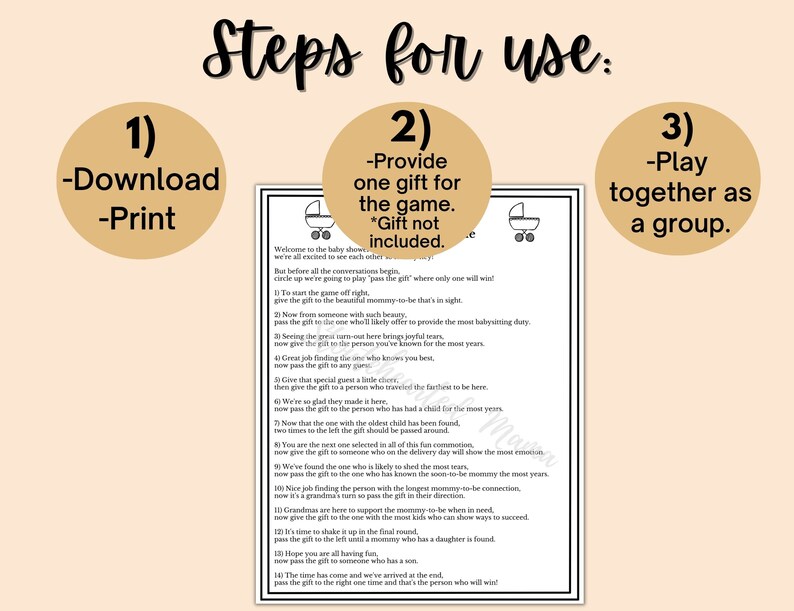 Baby Shower Pass the Gift Game Printable Baby Shower Find - Etsy