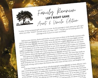 Family Reunion Left Right Game Printable | Family Reunion Pass The Gift Poem Game | Family Reunion Game For Aunts And Uncles