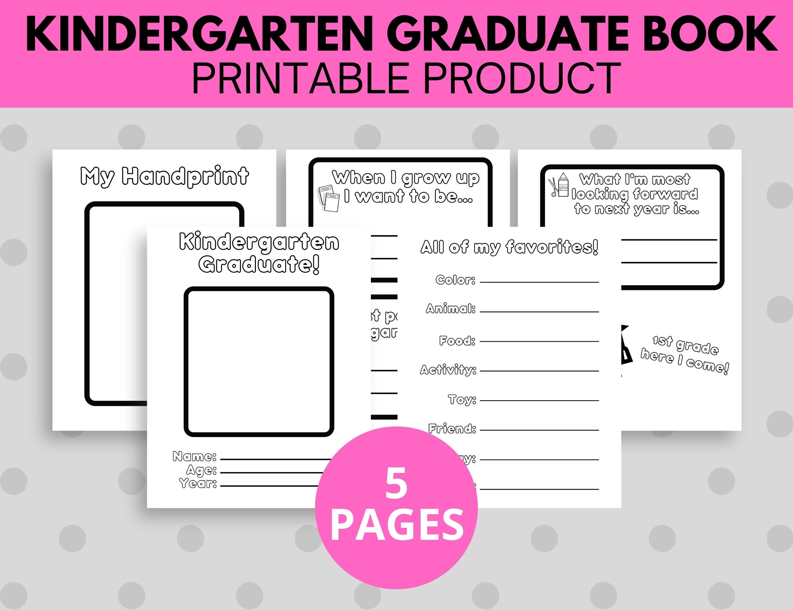 kindergarten graduate book printable keepsake pages etsy