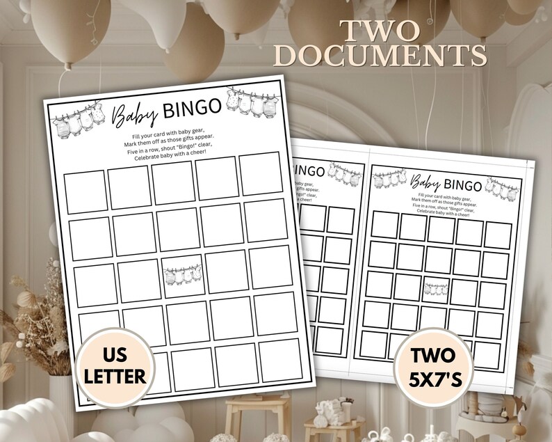 Baby Shower Bingo Bingo Baby Shower Game Blank Baby Bingo Cards - Etsy
