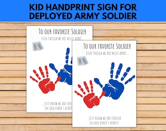 Kid Handprint Sign for Deployed Army Soldier Printable | Handprint Sign Printable