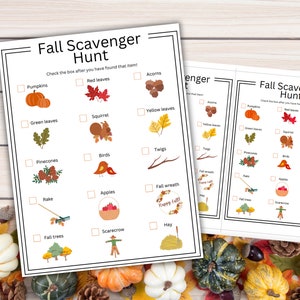 Fall Scavenger Hunt Printable for Kids | Outdoor Fall Nature Walk Scavenger Hunt Activity