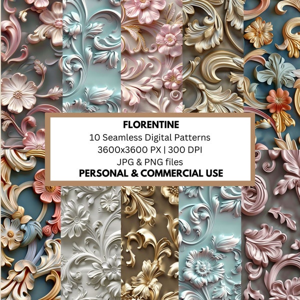 Florentine Seamless Pattern |  Digital Florentia Paper | Florentine Paper Digital