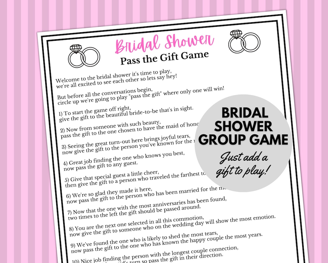 Pass The Gift Wedding Shower Game Ideas Pass The Prize Game