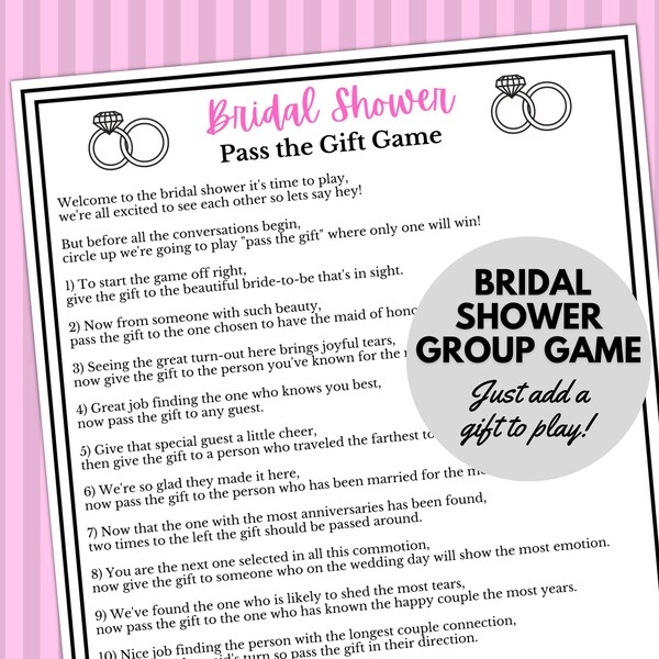 Pass the Prize Bridal Shower Etsy
