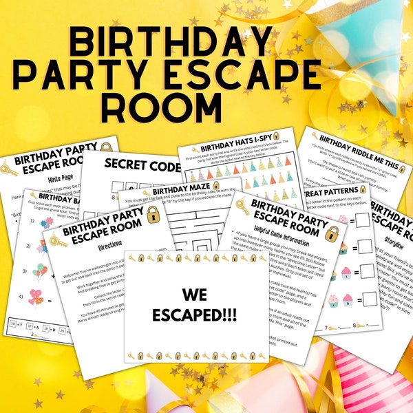 Birthday Escape Room Printable Kit | Birthday Party Escape Room Game For Kids