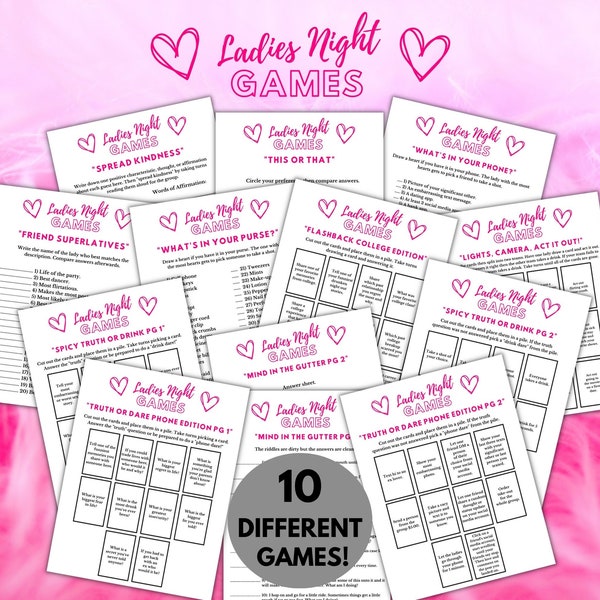 Ladies Night Games Bundle | Valentines Day Riddle Party Games Printable | Girls Night In Games