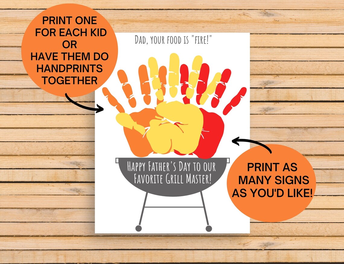 Grill Master Father's Day Handprint Sign Printable BBQ - Etsy