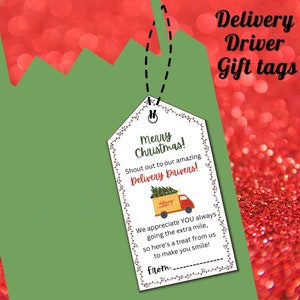 Bezorger cadeaukaartje afdrukbaar | Kerstbezorger, dank u, behandel tag afdrukbaar