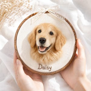Custom Dog Memorial gifts Embroidery Hoop – Personalized Pet Loss Portrait Gift for him, Keepsake image 3
