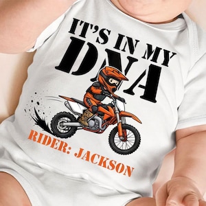 Personalized It’s DNA Motocross Baby Bodysuit – Custom Dirt Bike Onesie – Motocross Pregnancy Announcement – Racing Baby Shower Gift Idea
