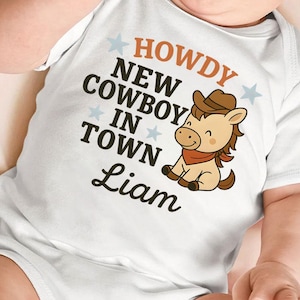Custom Name Cowboy Baby Onesie: Personalized Western Newborn Bodysuit