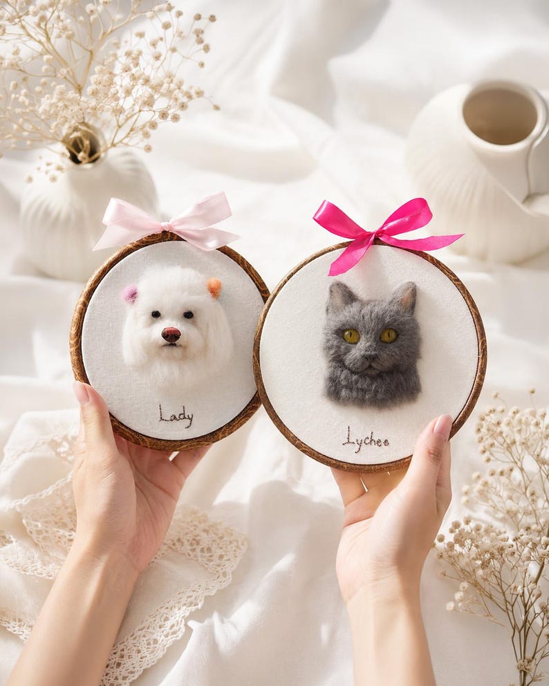 Custom Dog Memorial gifts Embroidery Hoop – Personalized Pet Loss Portrait Gift for him, Keepsake image 2
