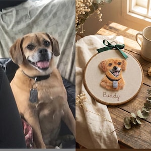 Custom Dog Memorial gifts Embroidery Hoop – Personalized Pet Loss Portrait Gift for him, Keepsake image 5