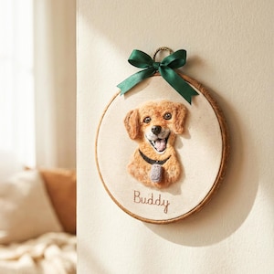 Custom Dog Memorial gifts Embroidery Hoop – Personalized Pet Loss Portrait Gift for him, Keepsake image 7